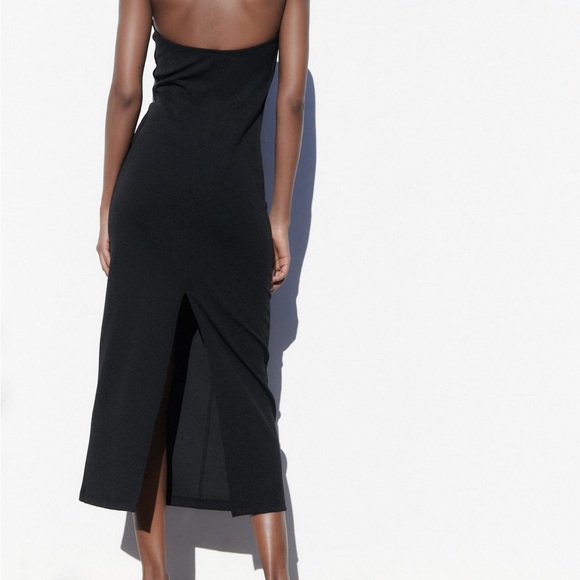 Zara V Notched MIDI Dress Black - Picture 2 of 2